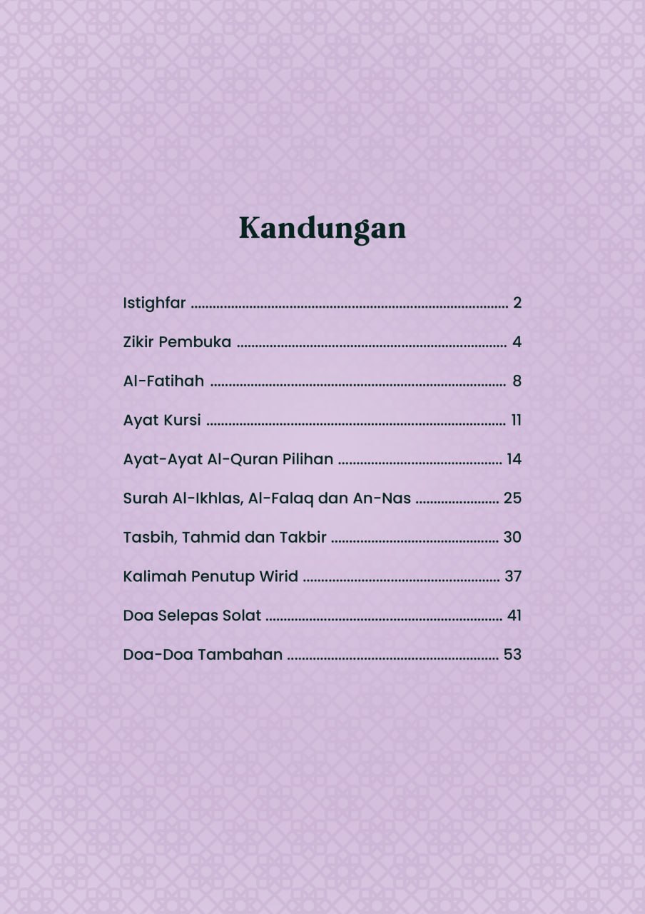 Wirid & Doa Lepas Solat kandungan