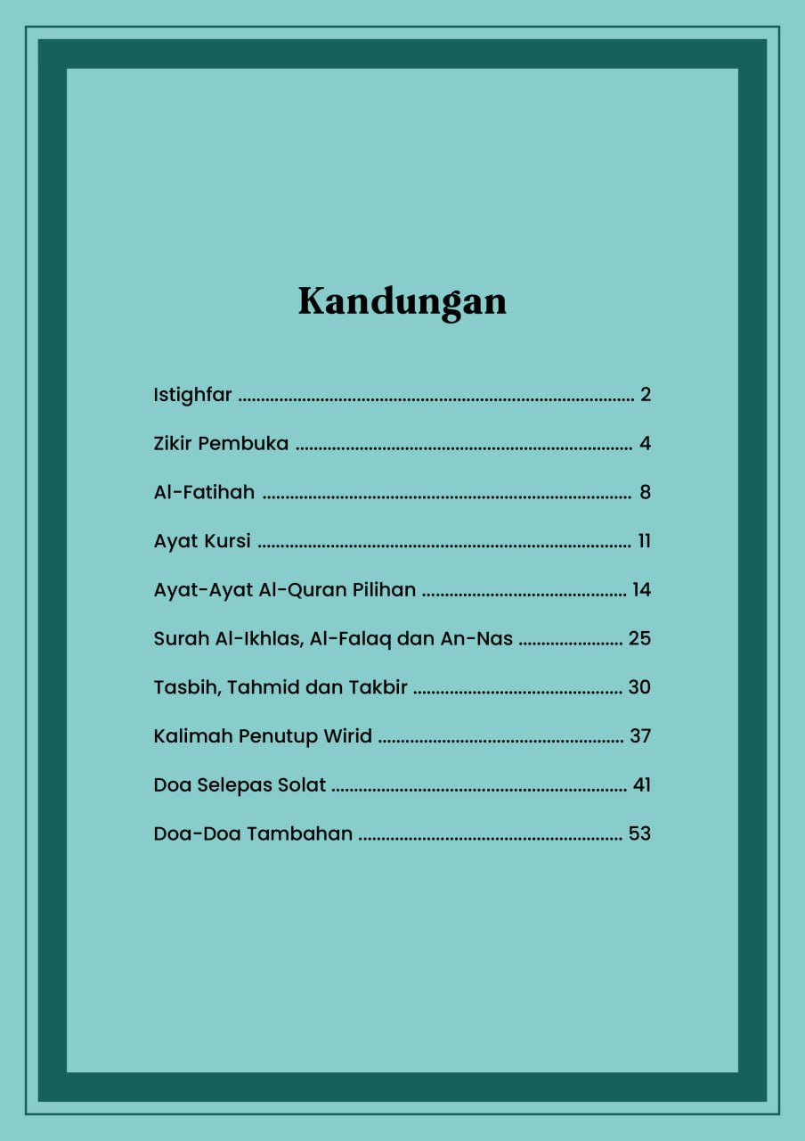 Wirid & Doa Lepas Solat kandungan
